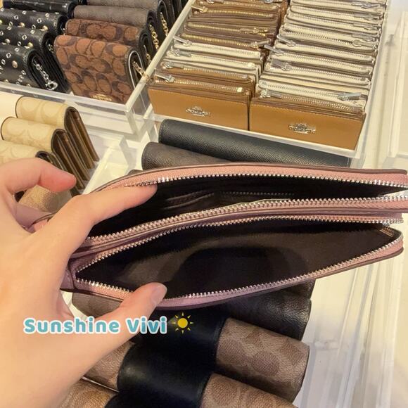 NWT Coach Double Zip Wallet With Star Print CCJ69 Silver /DUSTY PINK - Picture 3 of 7